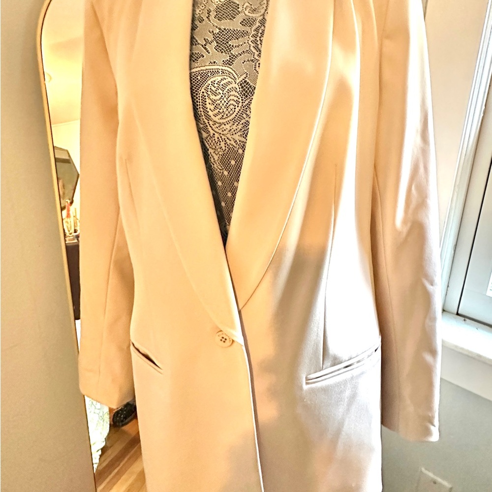 Elie Tahari Beige Blazer Tailored Fit Notched Lapel